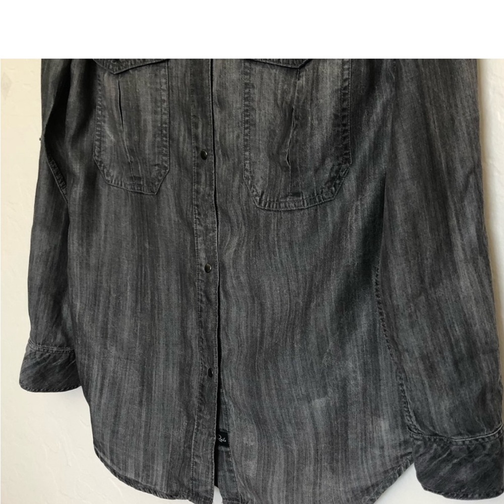 Rails Alexandra Gray Chambray Snap Button Shirt Sz XS - Picture 7 of 12
